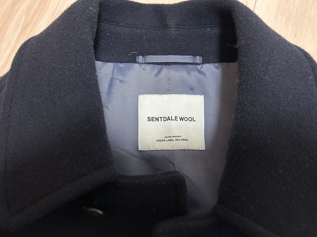 green label SENTDALE WOOL ネイビー ステンカラーコート