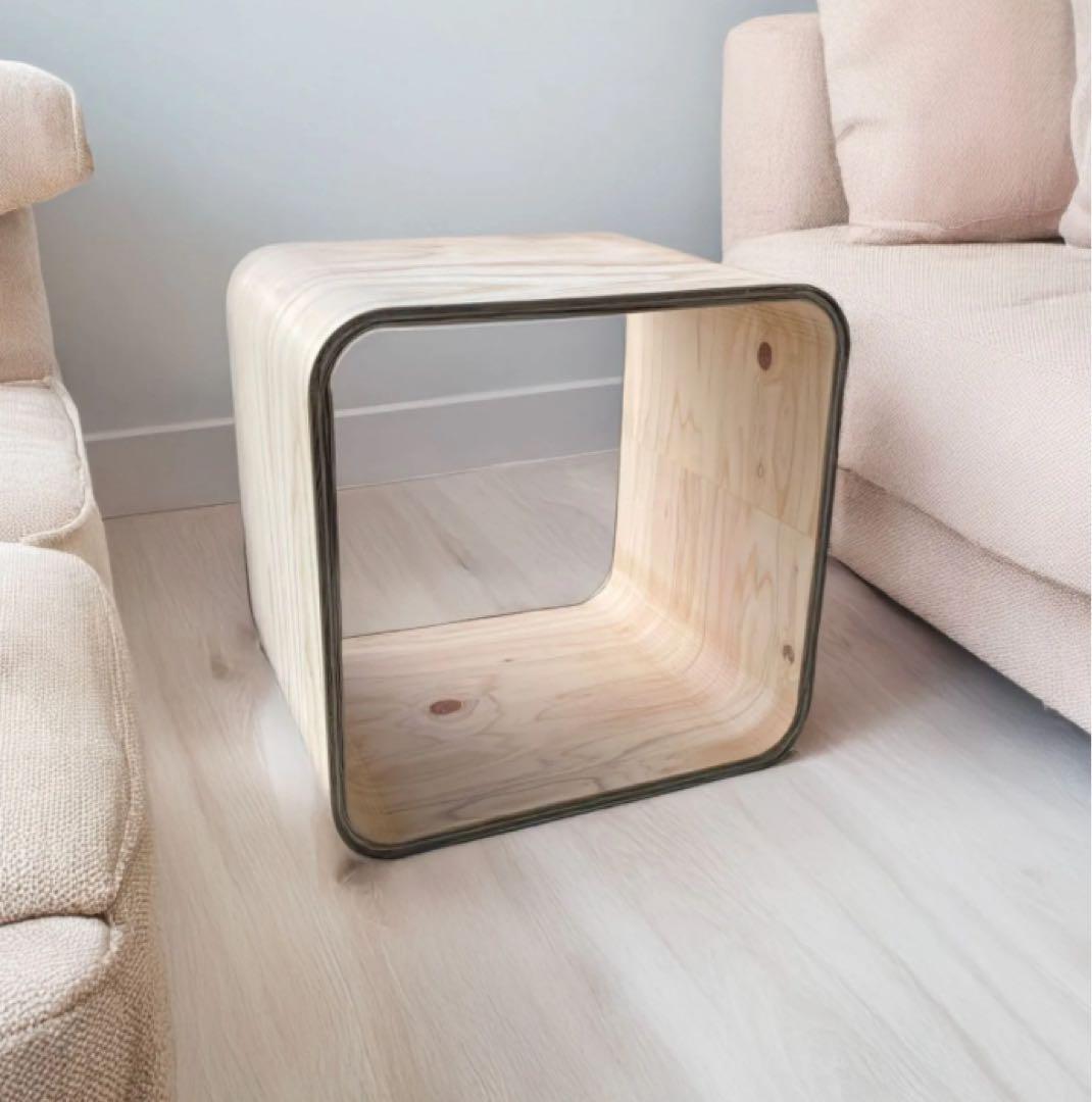 【補修あり】 R型シェルフ（角がない 合板 木製品 収納 インテリア 積み重ね）