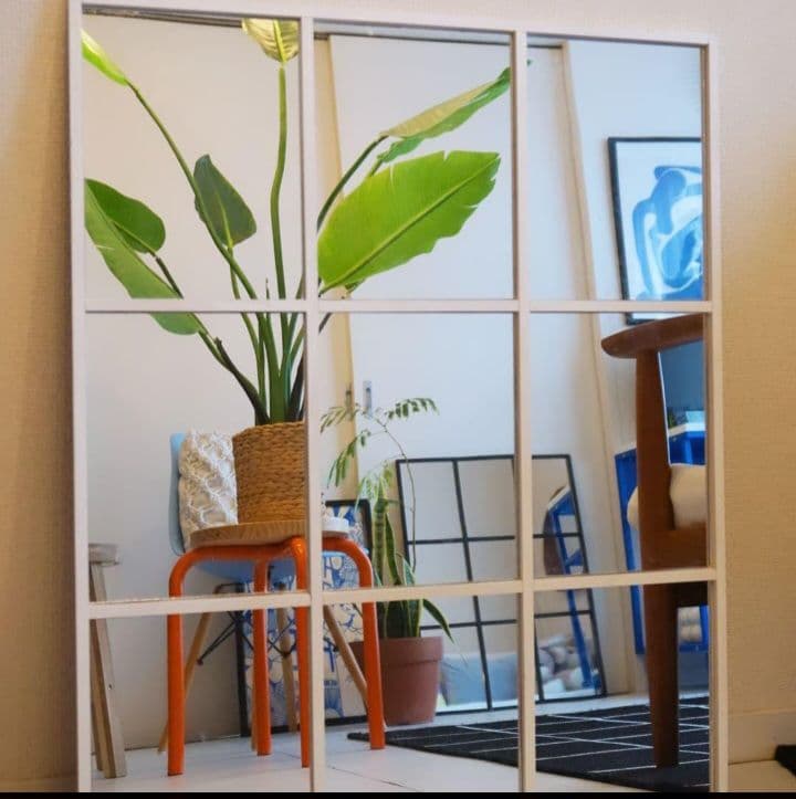 壁掛け姿見　格子　9枚ミラー　海外風　大型ミラー