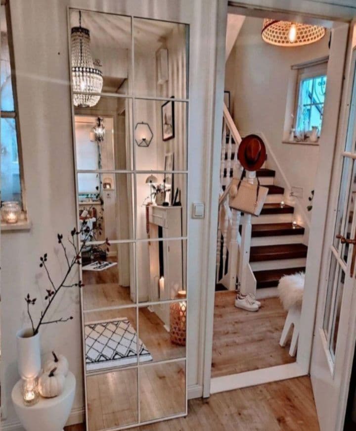 壁掛け姿見　格子　9枚ミラー　海外風　大型ミラー