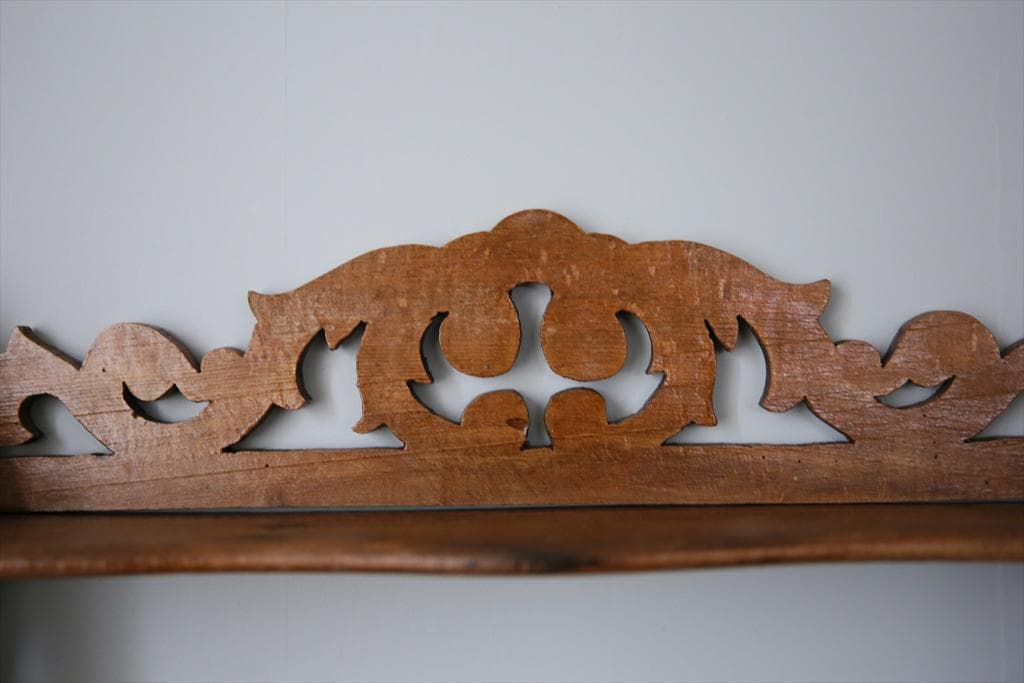 フランスアンティーク木製ウォールシェルフ/壁掛けラック/飾り棚(90-167)