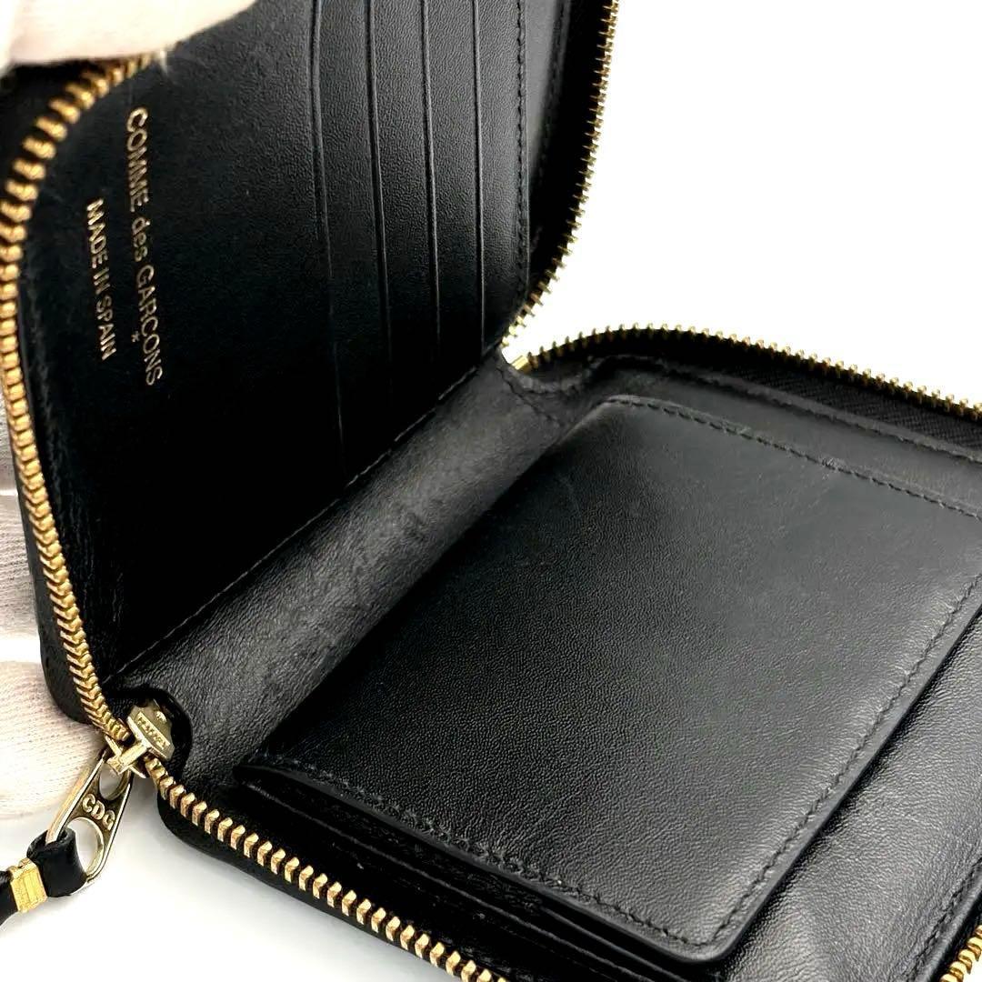 コムデギャルソン ラウンドジップ 二つ折り財布 ブラック