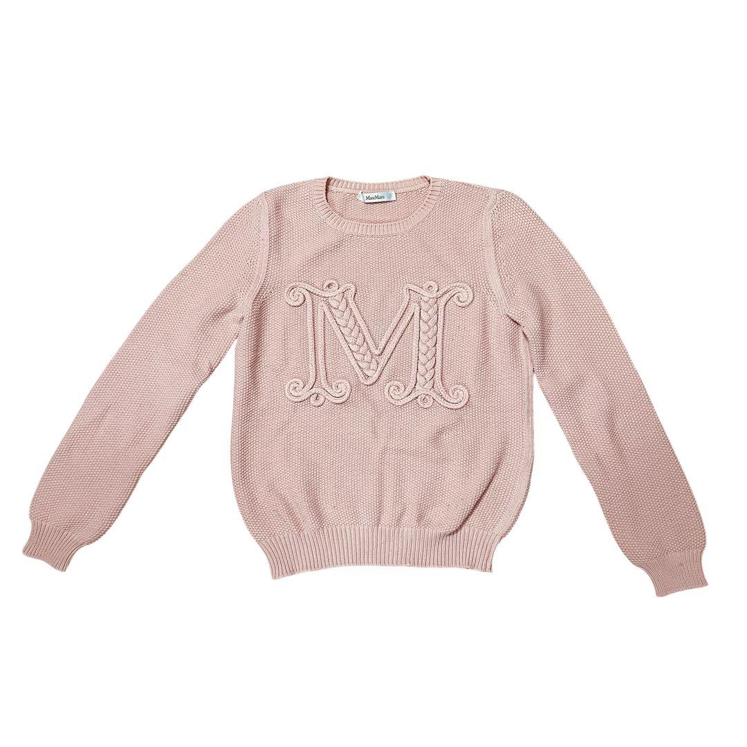 MaxMara マックスマーラ　ピンク M刺繍 ニットセーター 長袖