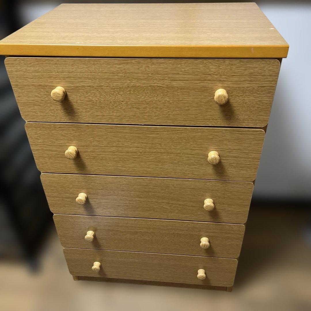 木製チェスト 5段 引き出し ライトブラウン