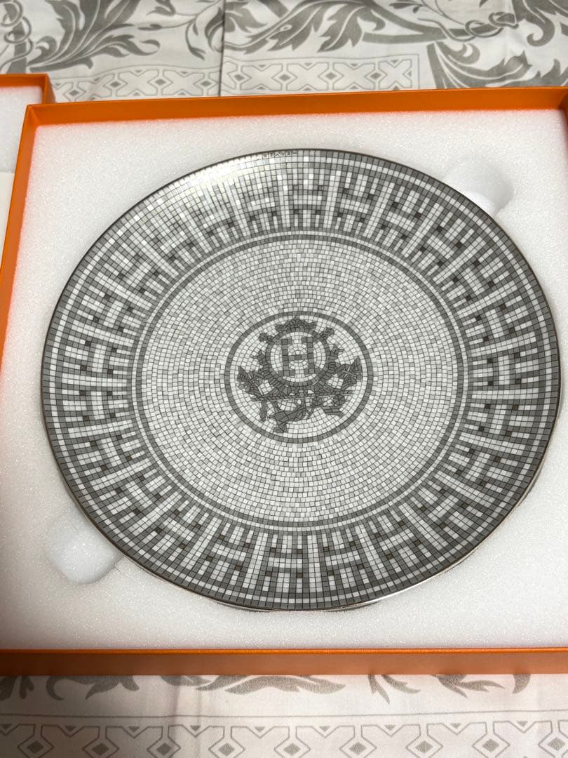 HERMES モザイク　ヴァンキャトル　プラチナ　デザートプレート21cm