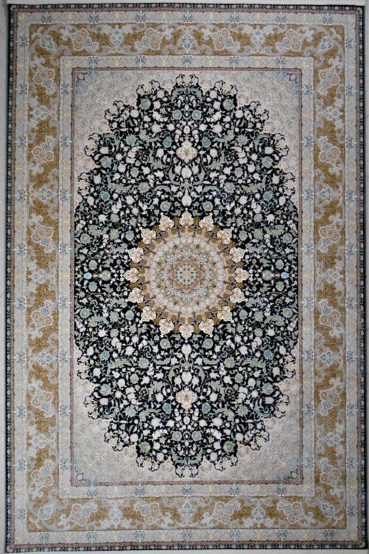 最後の一枚！144万ノット、立体柄！イラン産絨毯！150×225cm-51001