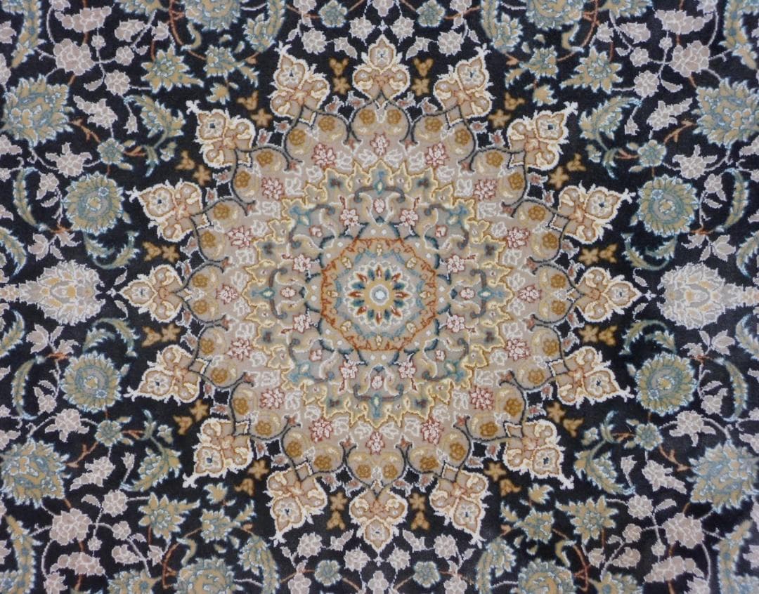 最後の一枚！144万ノット、立体柄！イラン産絨毯！150×225cm-51001