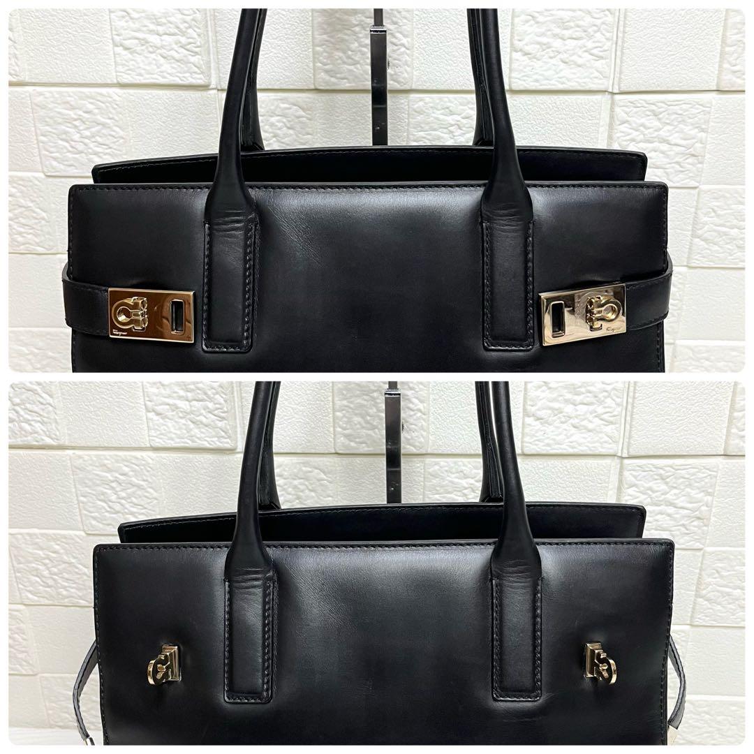 ✨極美品✨☘️フェラガモ☘️✨トートバッグ✨肩掛け✨ガンチーニ✨ゴールド金具✨