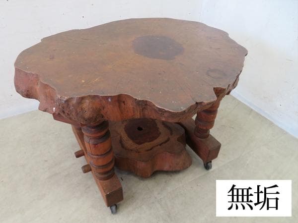 古道具■無垢テーブル■一点もの■年輪■一枚板■キャスター付き■レトロ■