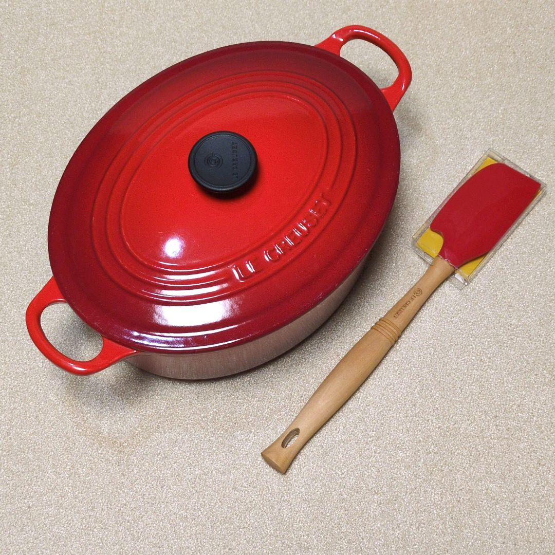 【美品】LE CREUSET ココット オーバル 25 チェリーレッド