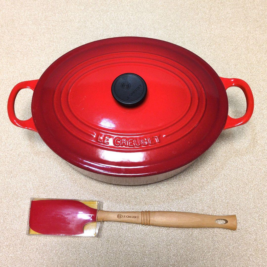 【美品】LE CREUSET ココット オーバル 25 チェリーレッド