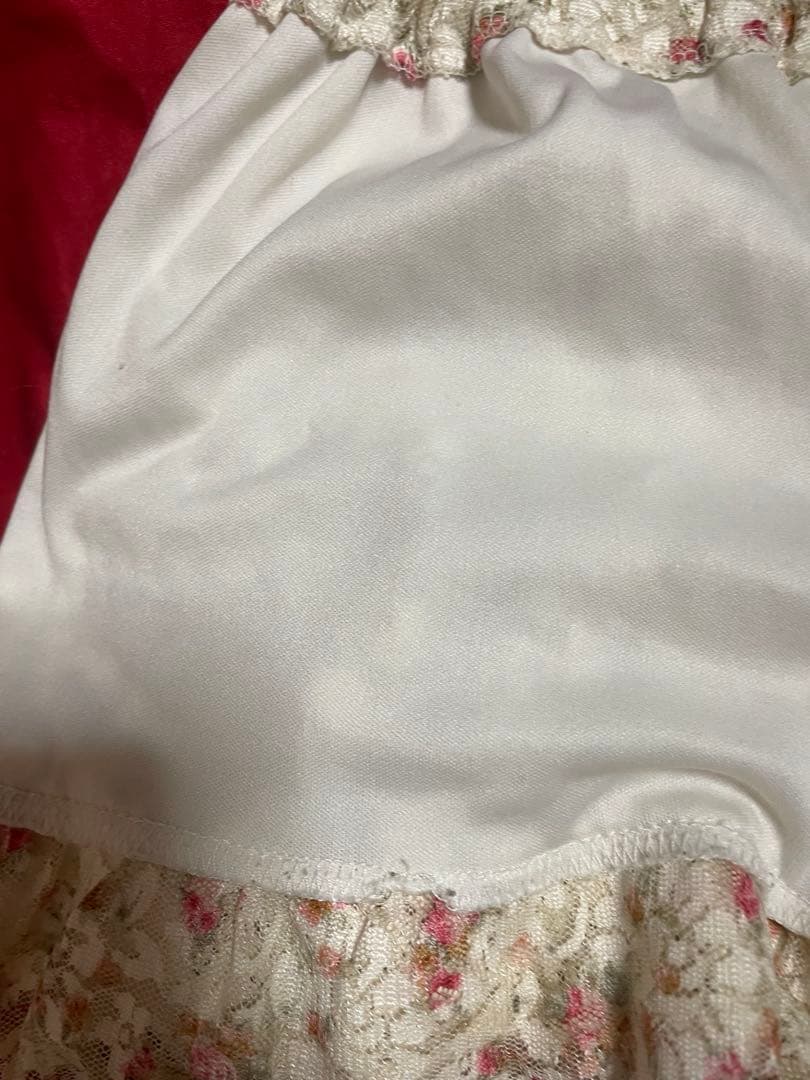 希少y2kフリル総レース花柄スカートパンツ