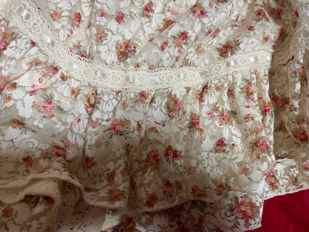 希少y2kフリル総レース花柄スカートパンツ