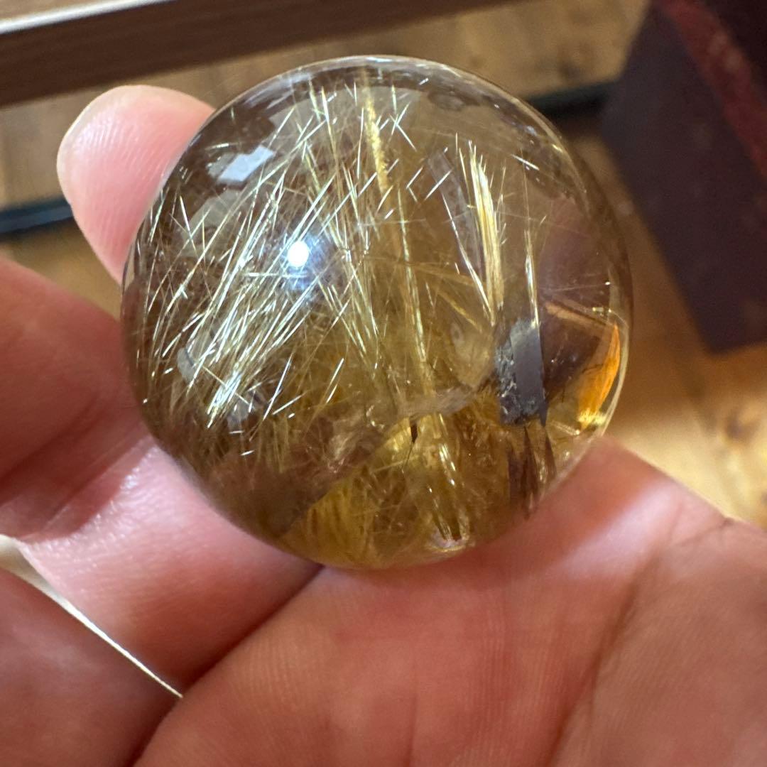 【極上品】コレクション級　ゴールドルチルスフィア 丸玉　約3.8cm 鑑別書付き