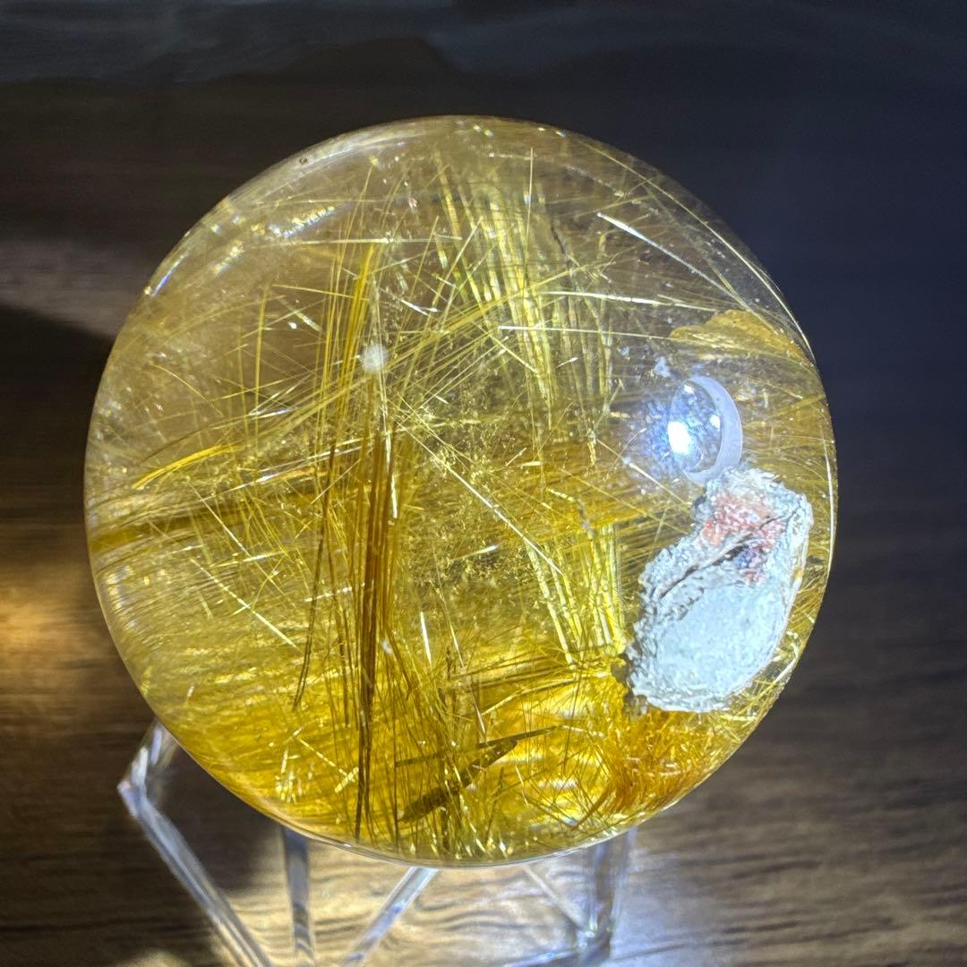 【極上品】コレクション級　ゴールドルチルスフィア 丸玉　約3.8cm 鑑別書付き