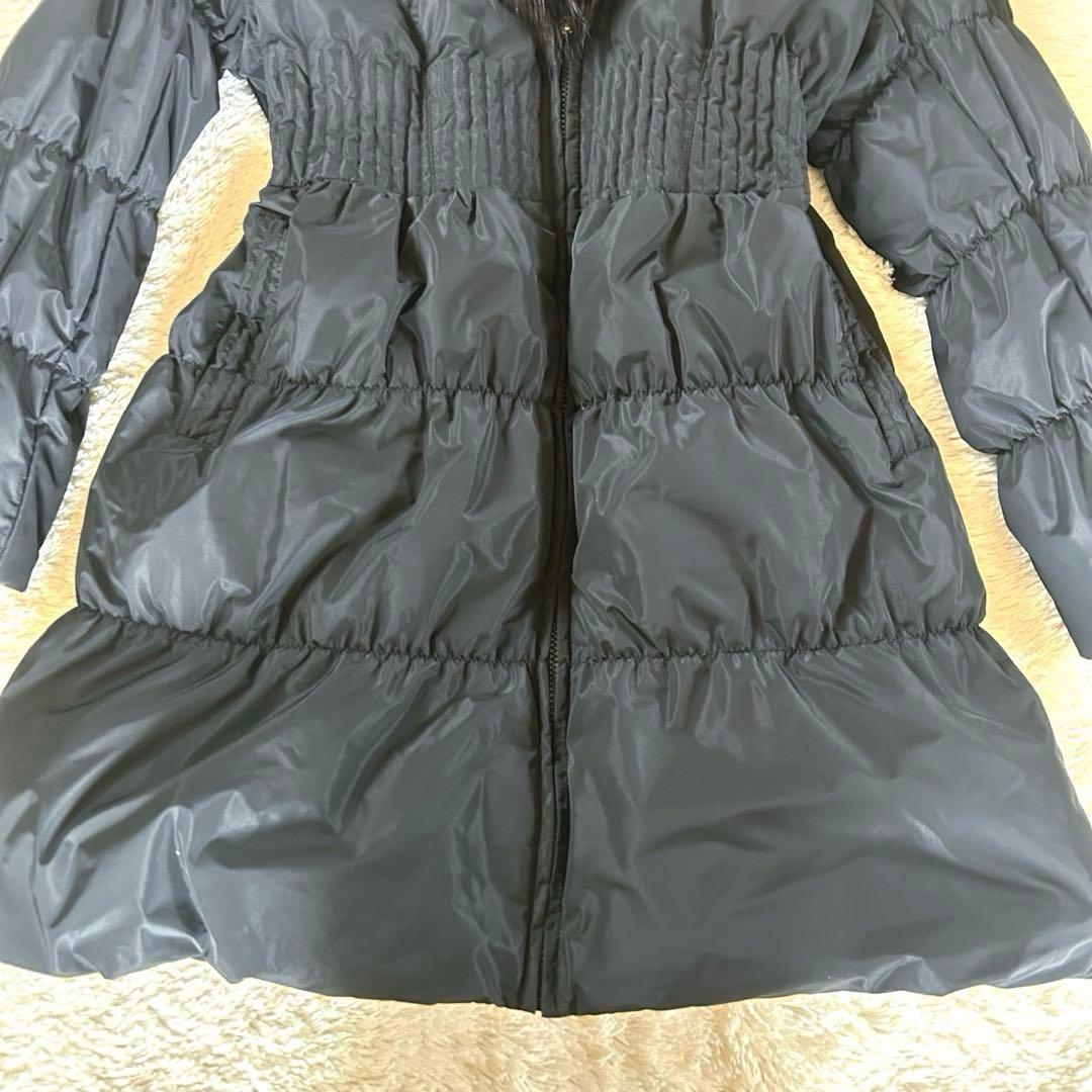【極美品】BALMAIN ダウンコート Aライン ラクーン ロング ブラック L