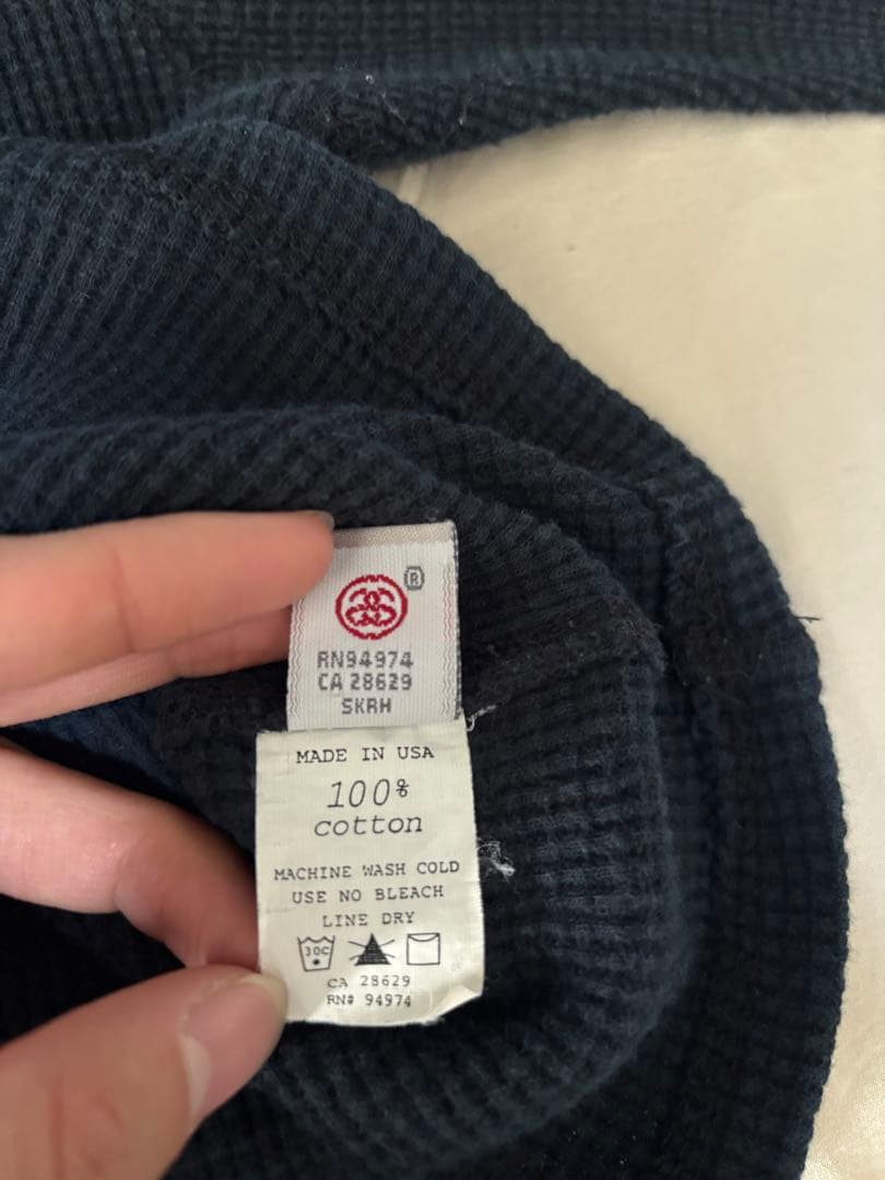 90s OLD STUSSY サーマルロンT ブラック グランジ y2k