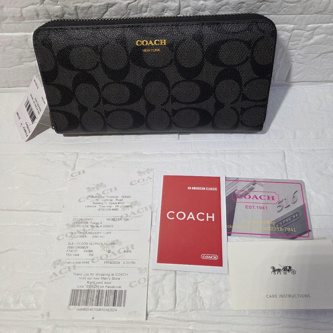 COACH コーチ ラウンドファスナー財布 アウトレットブリーカー シグネチャー