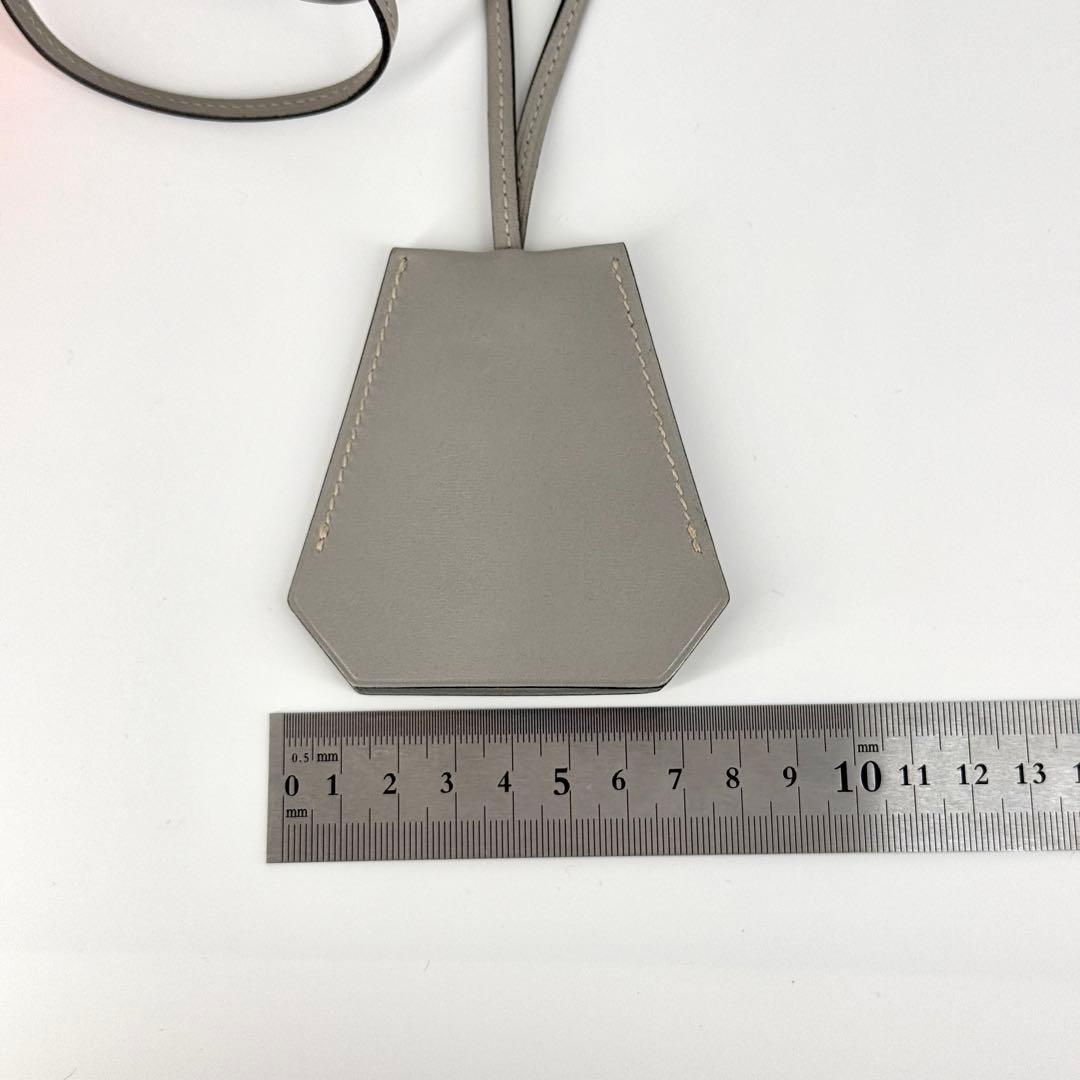 美品 HERMES クロシェット ネックレス グレー キーリング レザー □C