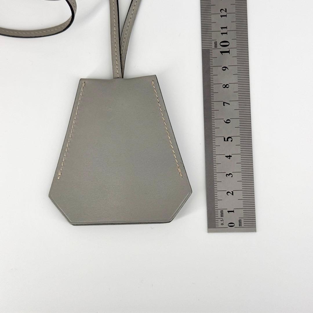 美品 HERMES クロシェット ネックレス グレー キーリング レザー □C