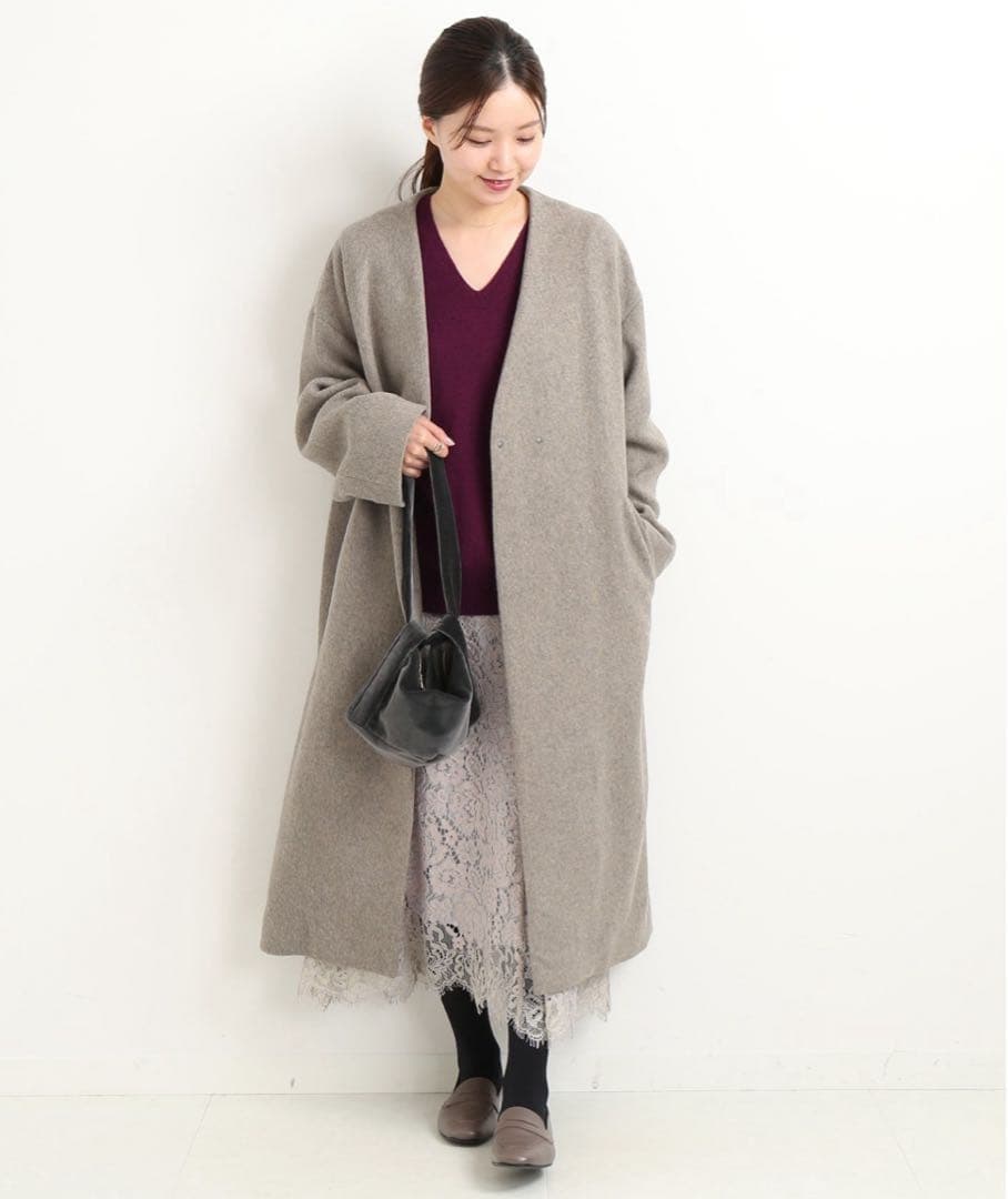 イエナ 定価48,400円 MANTECOノーカラーコート　38　ベージュ