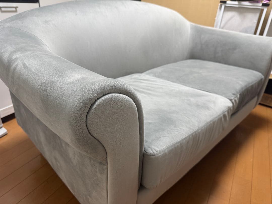 user_2ee9868a　アンティーク風グレー 2人掛けソファ