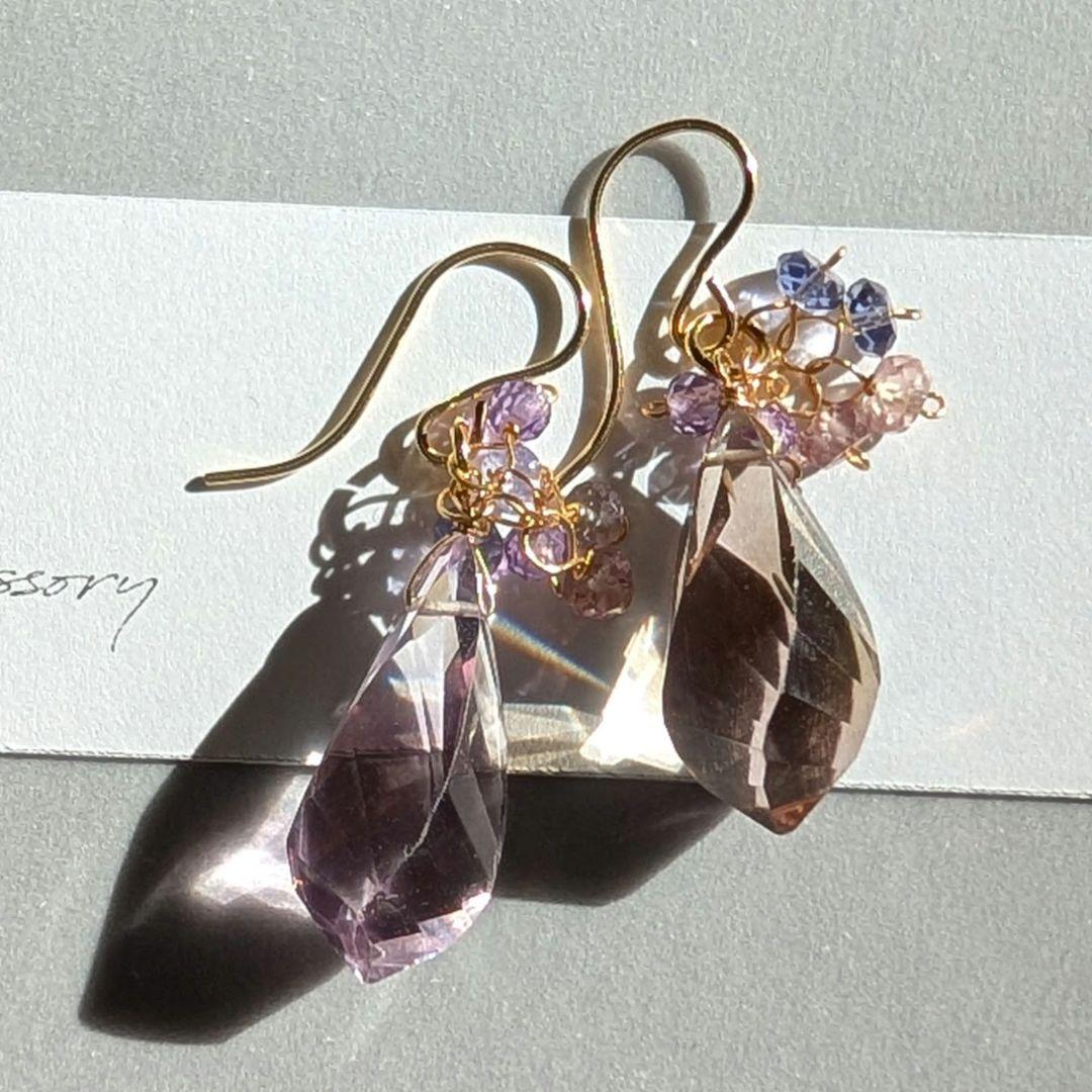 大粒✧︎アメトリン ひねりドロップ ピアス