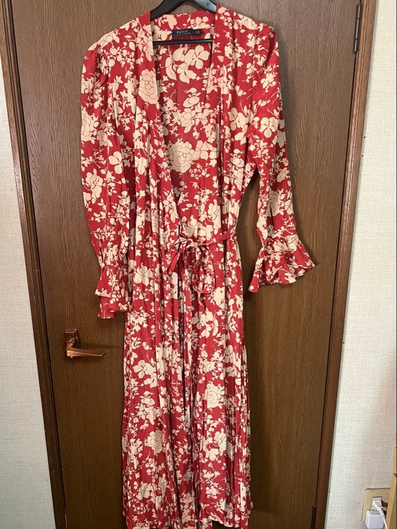 ラルフローレン　花柄フレアスリーブロングドレス