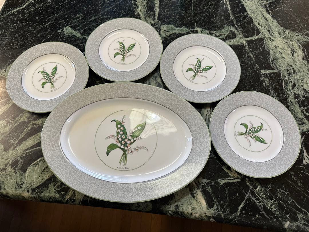 クリスチャンディオール ミリラフォ－レ 鈴蘭 オ－バル 中皿 セット