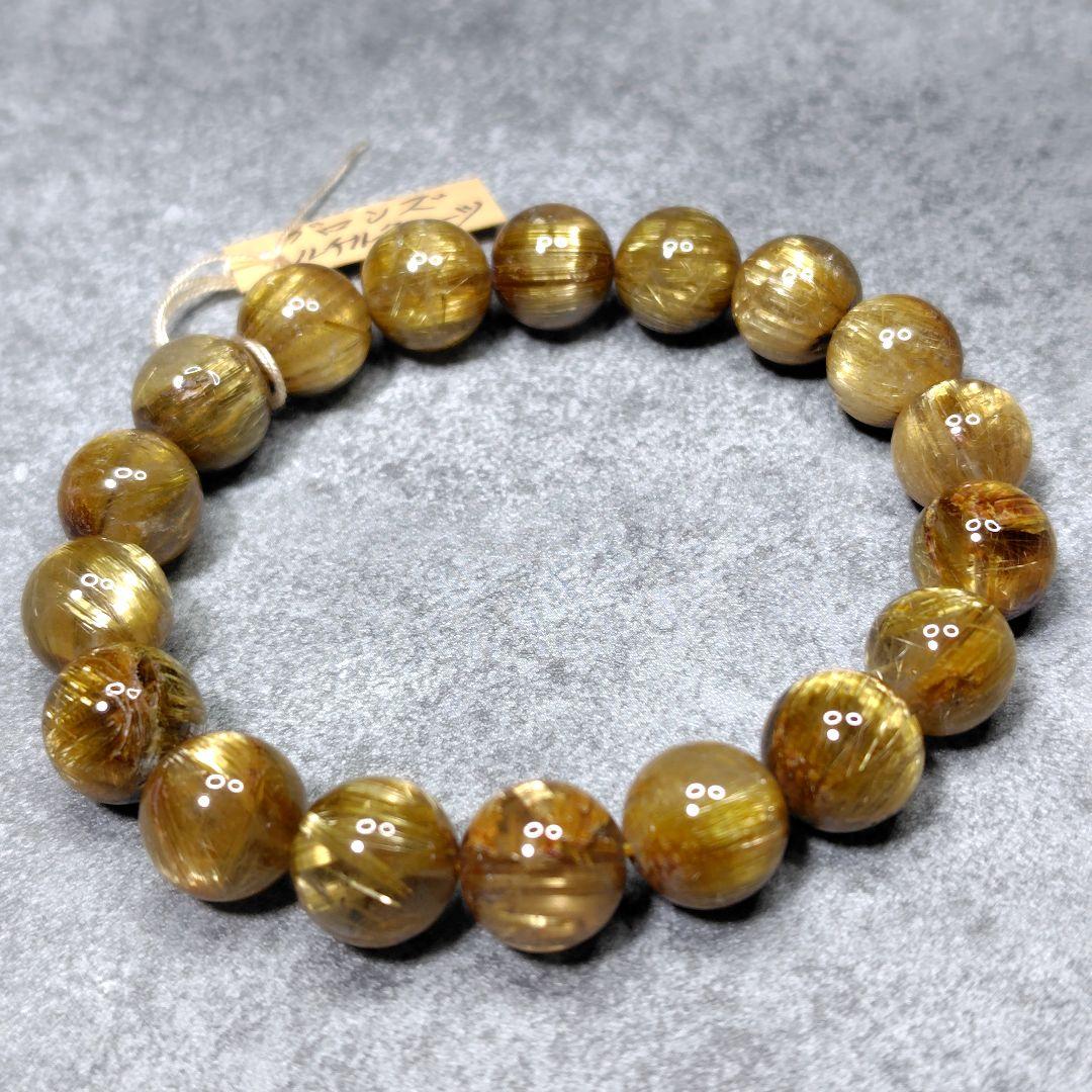 ブロンズルチルクォーツ ブレスレット 11mm玉 高品質 天然石