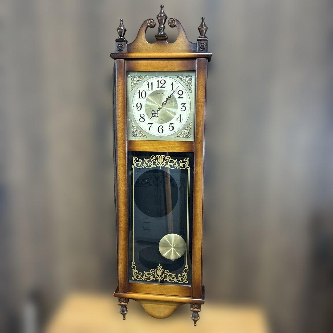 SEIKO 壁掛け 振り子時計 クォーツ 電池式 柱時計 ボンボン時計