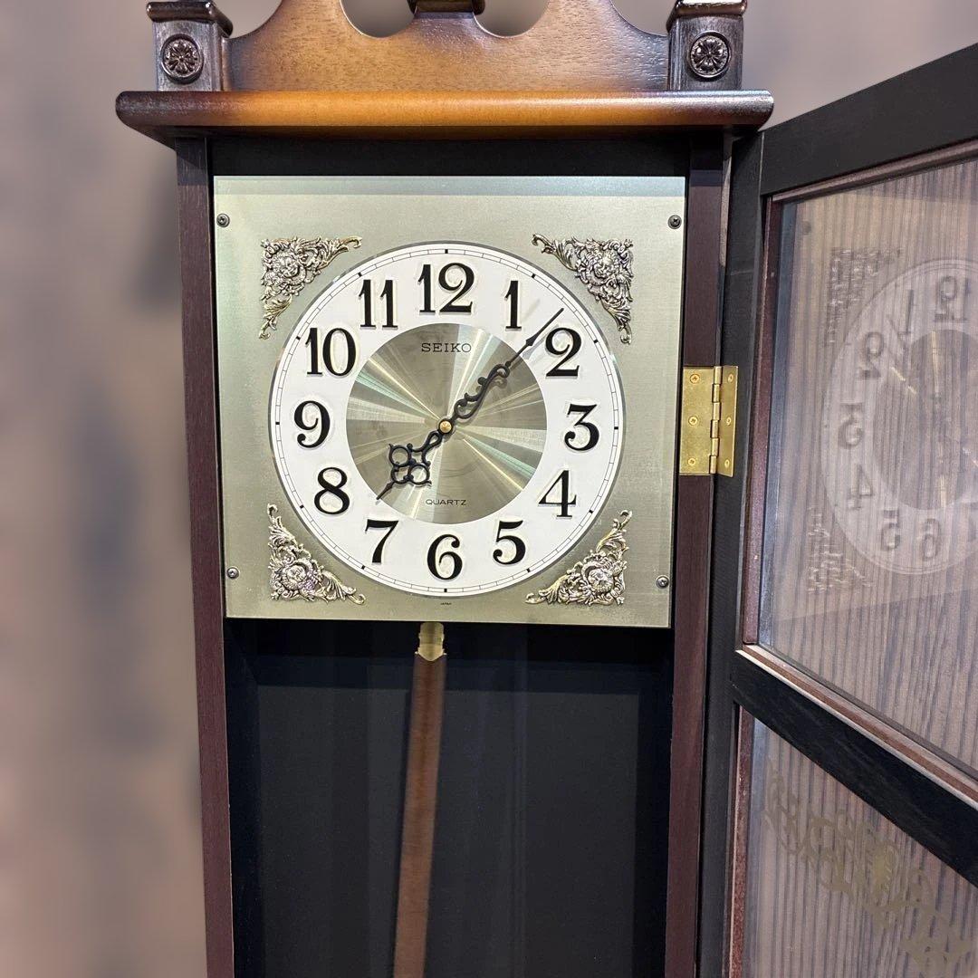 SEIKO 壁掛け 振り子時計 クォーツ 電池式 柱時計 ボンボン時計