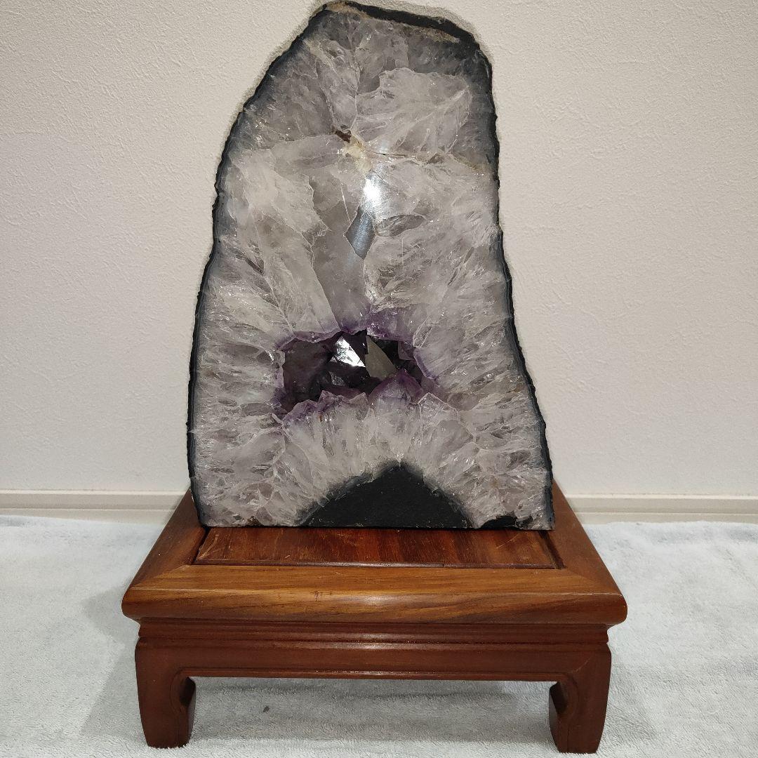 アメジストドーム　置物 木製台座付き