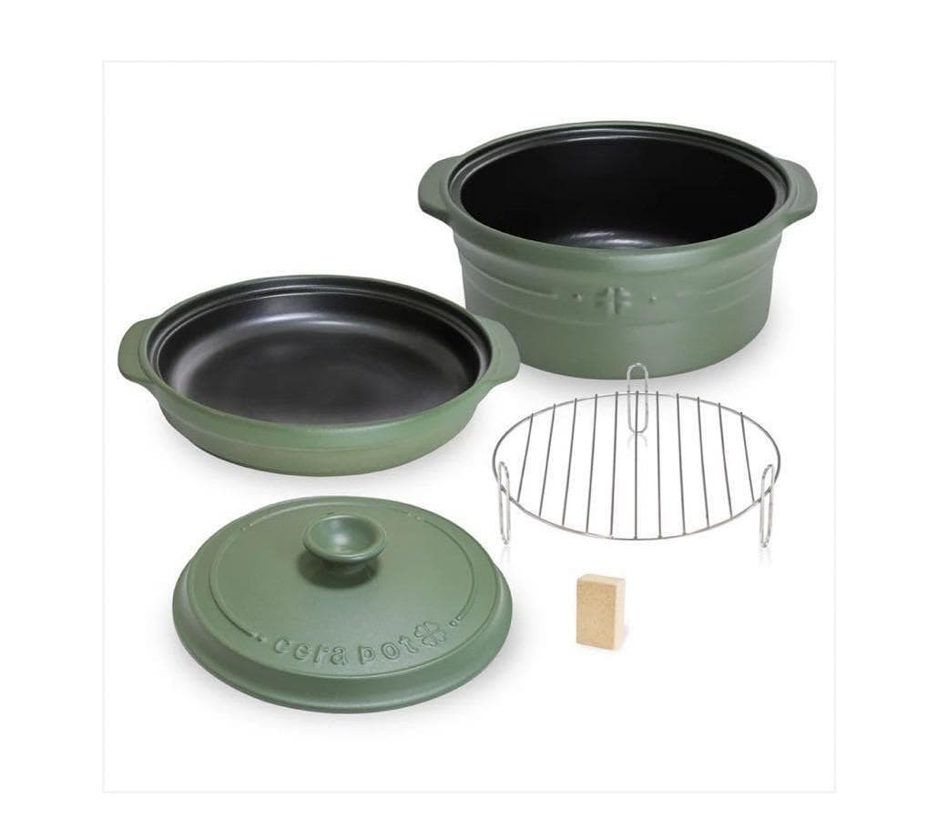 M1498 【未使用】セラポット モスグリーン 26cm 5点セット
