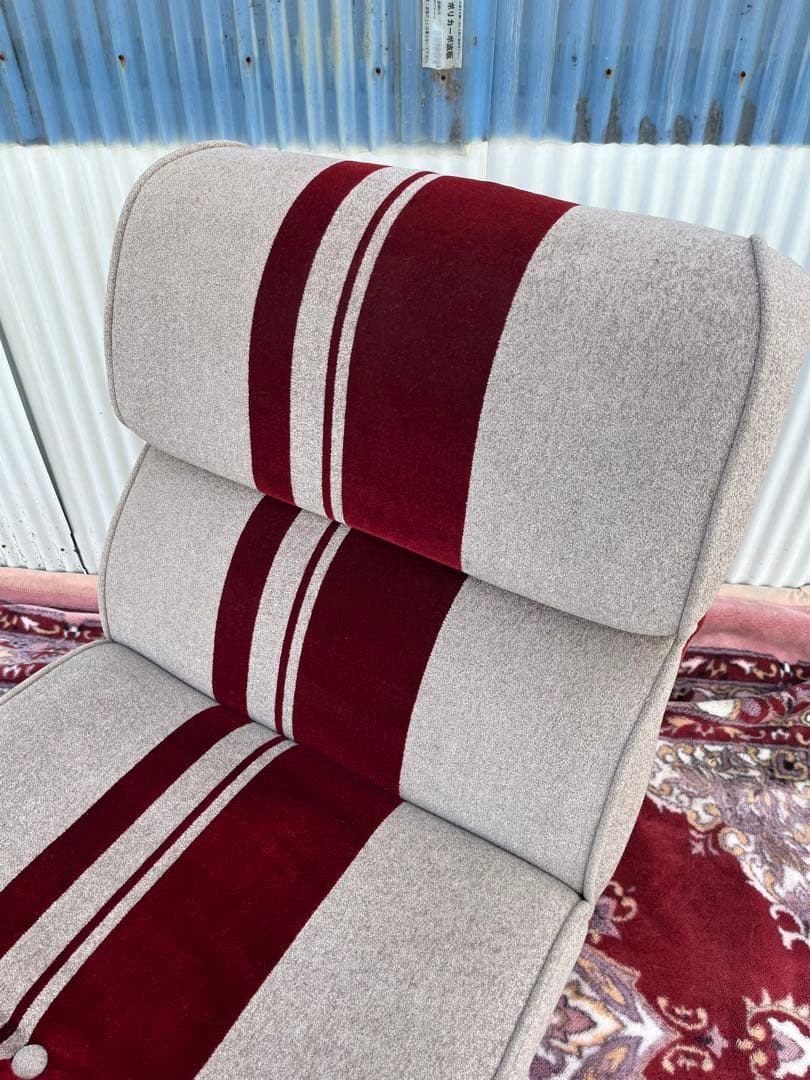 【アンティーク】ベロアストライプソファ 1人掛けソファ 昭和レトロ 古家具