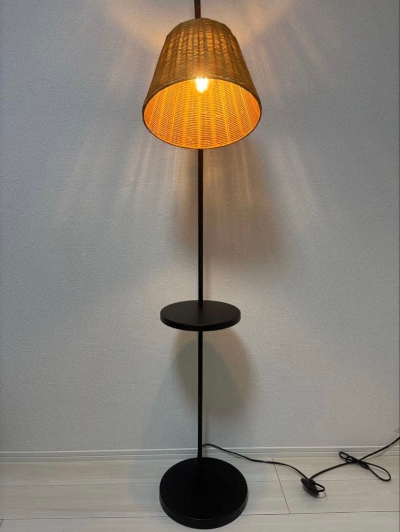 ラタンシェード フロアスタンド ブラック