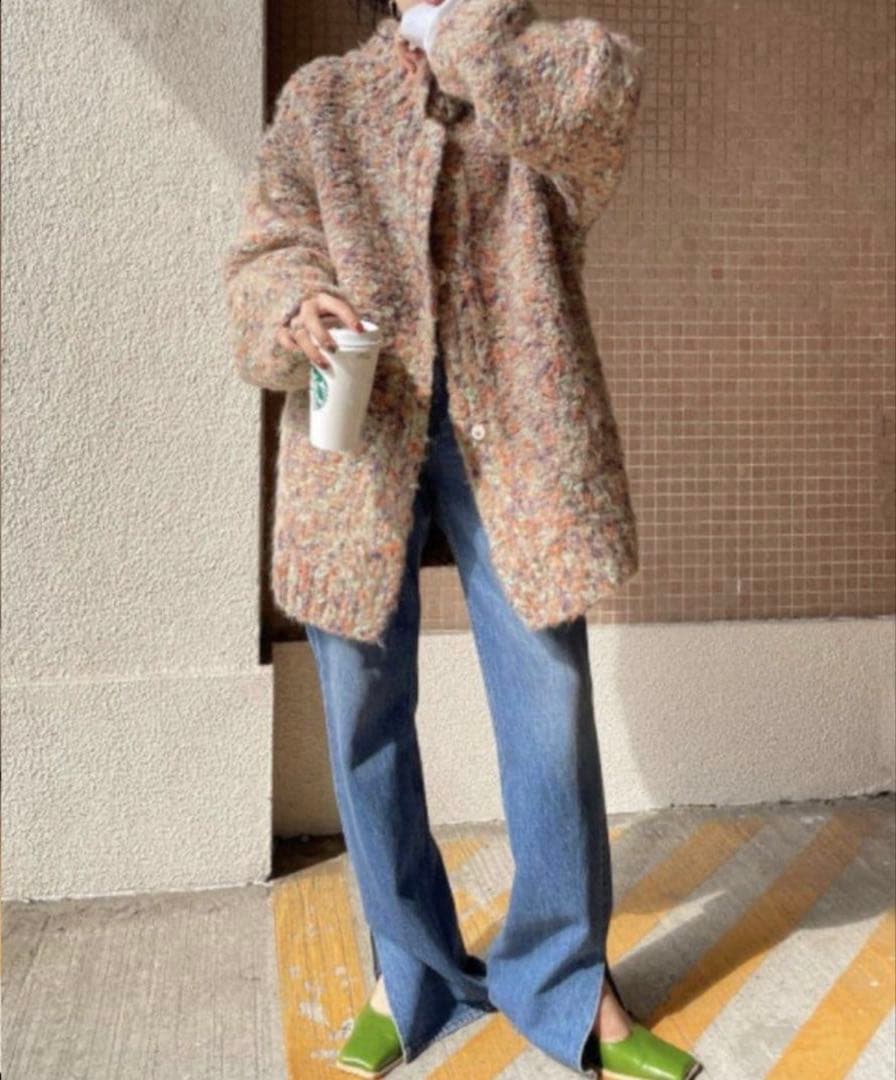 AMERI VINTAGE FUNNY YARN KNIT JACKET ピンク