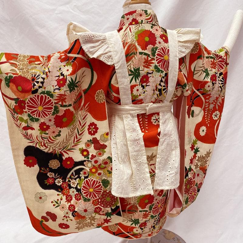 409ag15◎七五三 三歳 女児 着物&長襦袢 アンティーク 一つ身◎