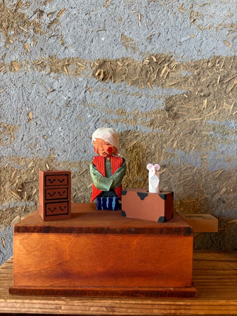 廃絶希少！奈良井宿 藤屋 中西康二作からくり玩具【びっくりねずみ】民芸・郷土玩具