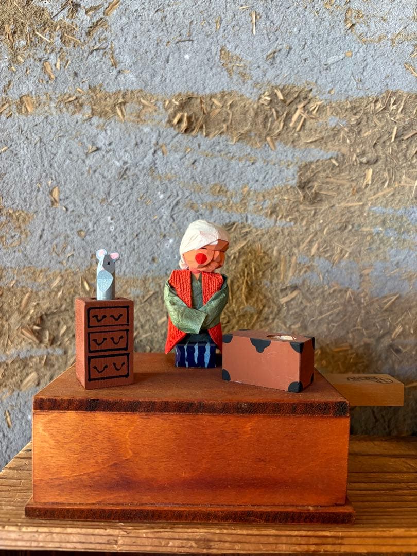 廃絶希少！奈良井宿 藤屋 中西康二作からくり玩具【びっくりねずみ】民芸・郷土玩具