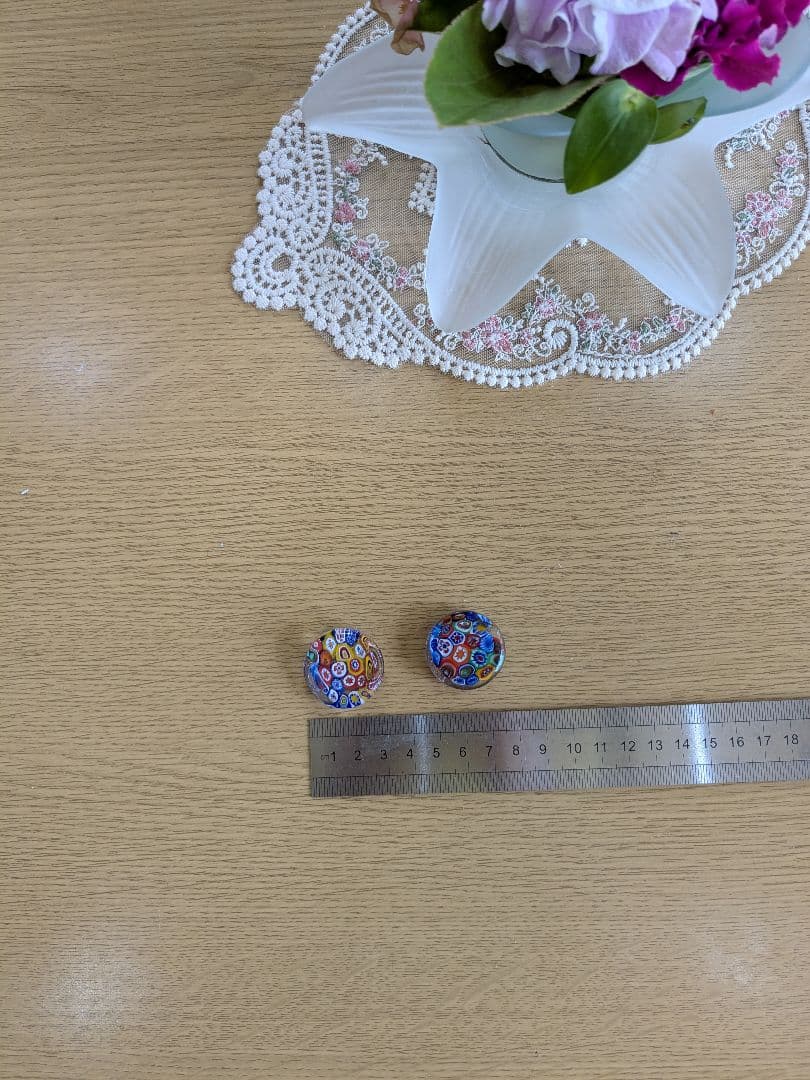 ヴェネチアン硝子❋未使用ミルフォリアカラフルなガラス製箸置き2個セット