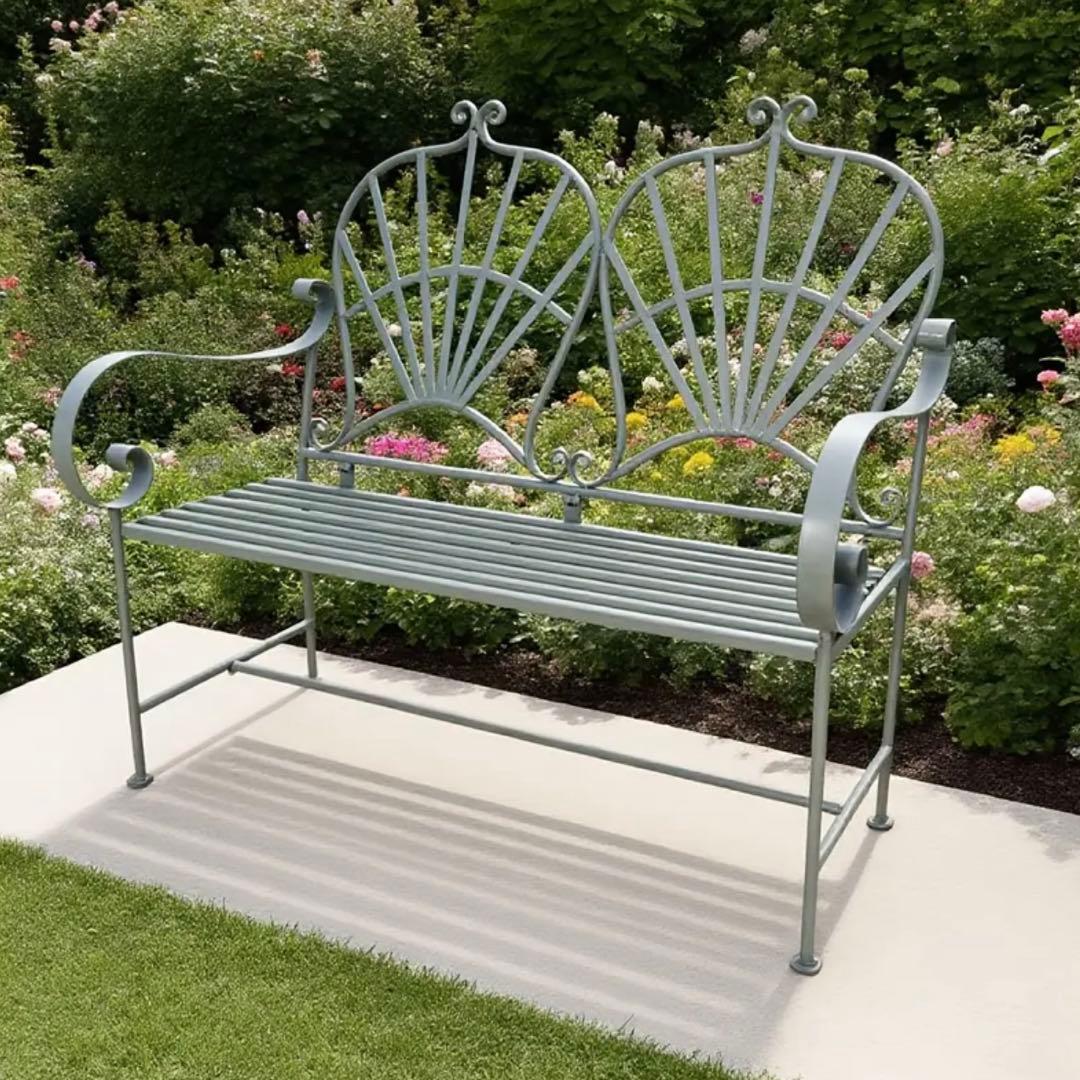 ガーデンベンチ ベンチ レトロ インテリア 鉄 ヴィンテージ オシャレ グリーン