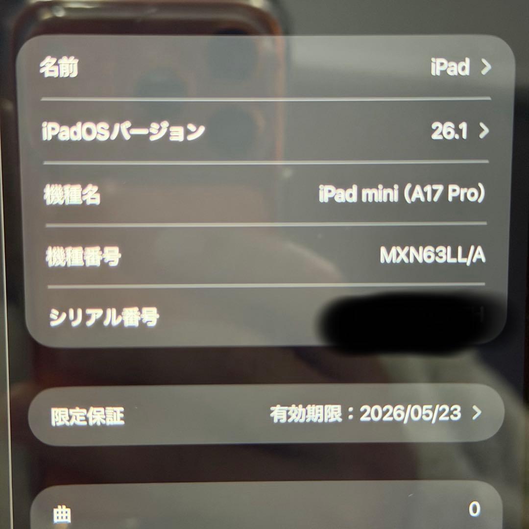 iPad mini A17 Pro 第7世代 バッテリー100%