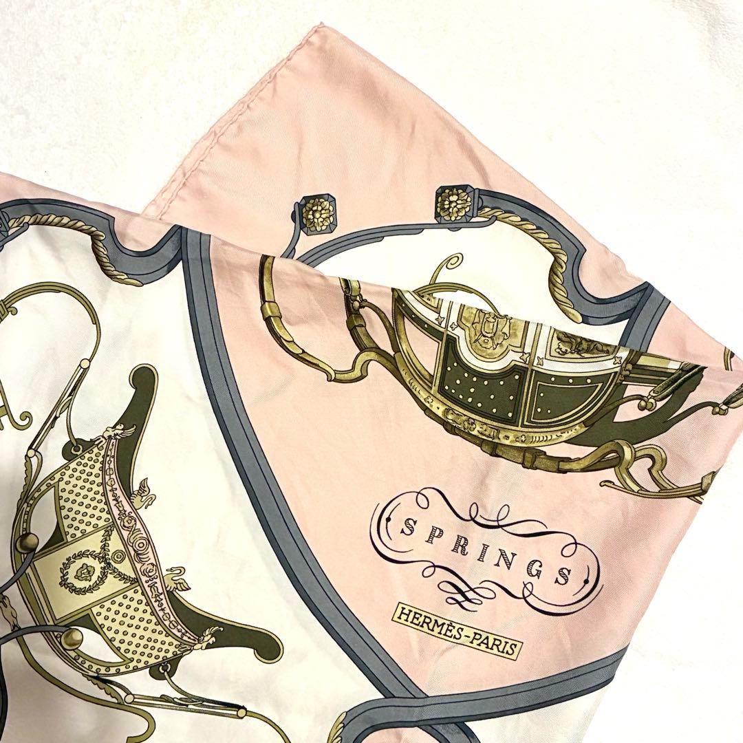 HERMES シルク100%スカーフ SPRINGS カレ90