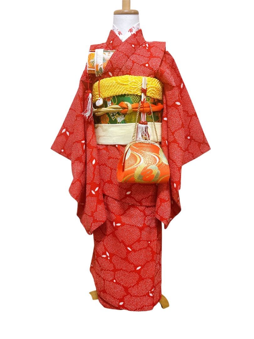 鹿の子柄♡七五三　7歳　女の子　フルセット　一式　赤系