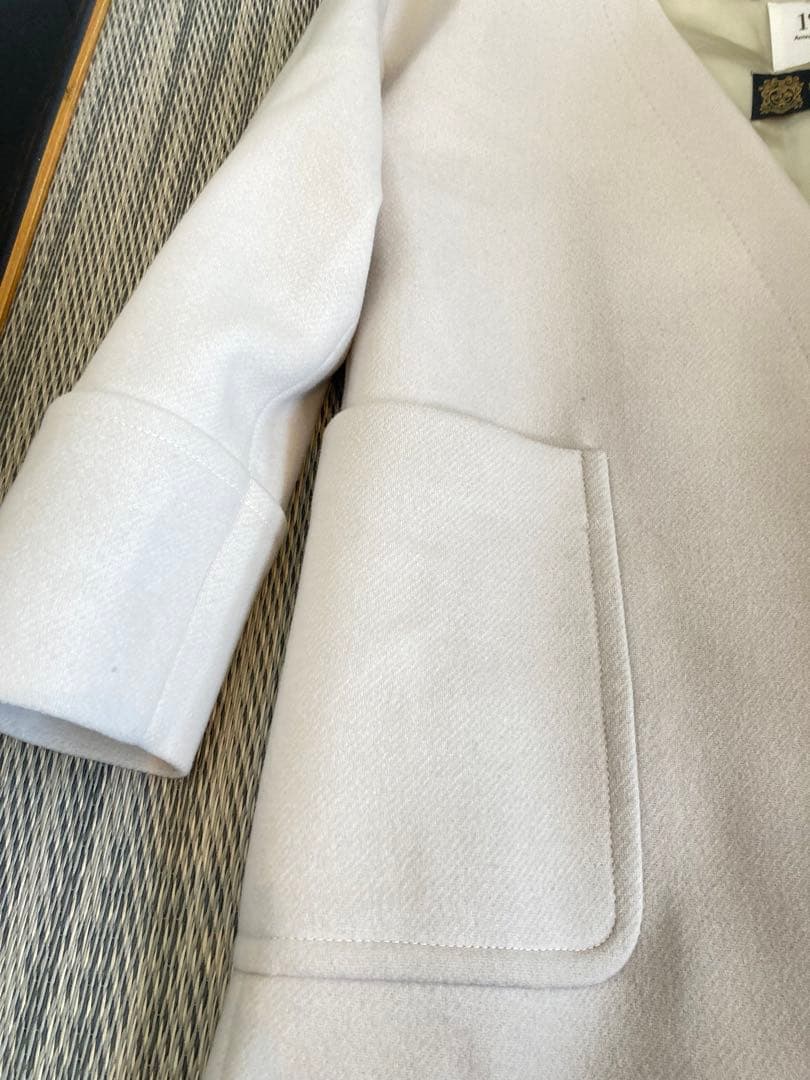 プルミエ　アロンディスモン✖️マンテコ　ノーカラー　ロングコートホワイト