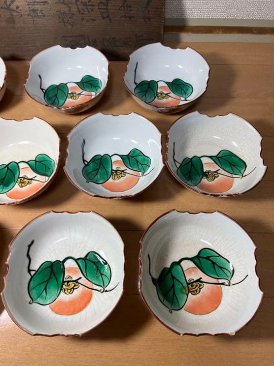 595 九谷　桃太郎模様　深皿　10客　時代物