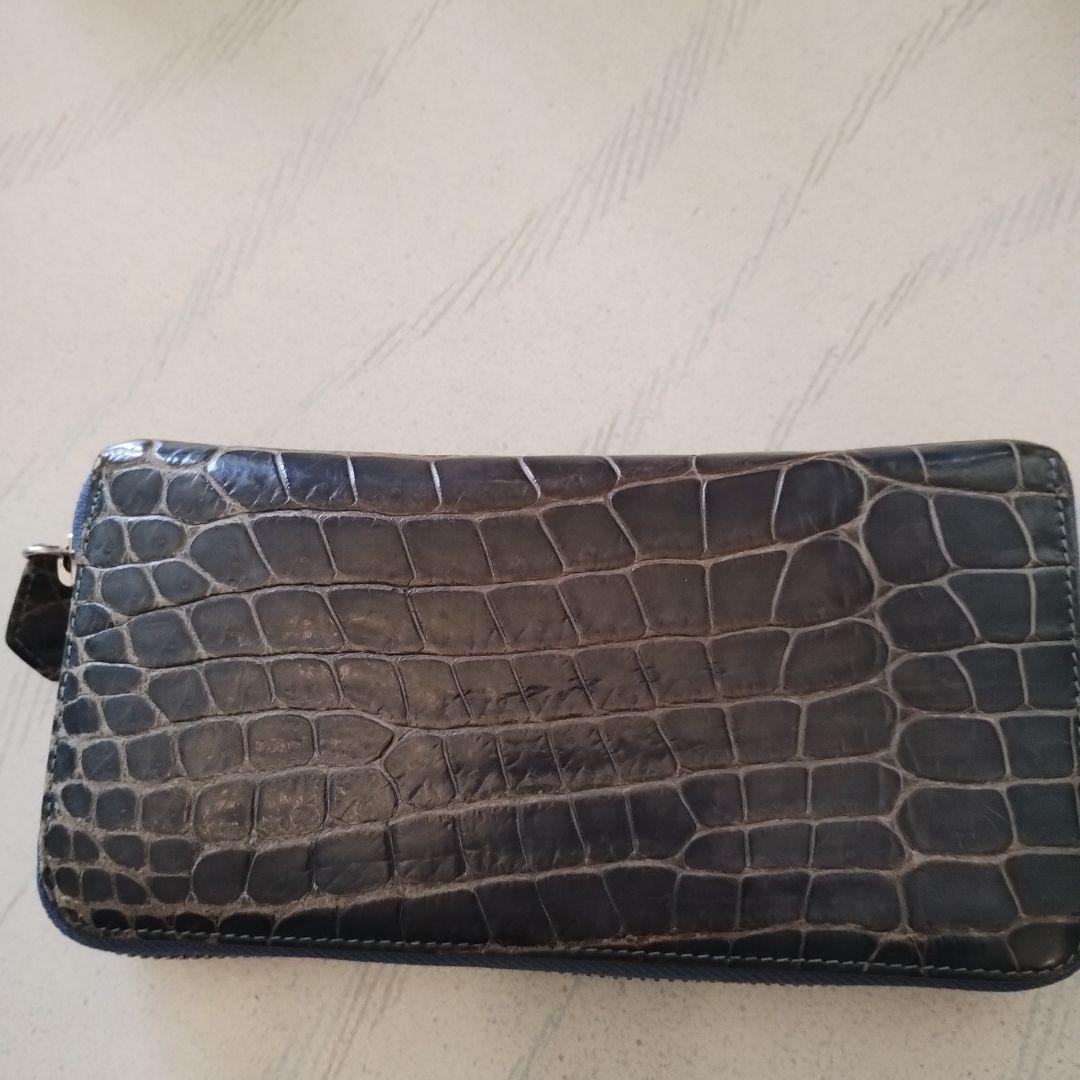 【奴凧】GODANEシャインクロコダイル長財布　ブルーグレー　男性女性