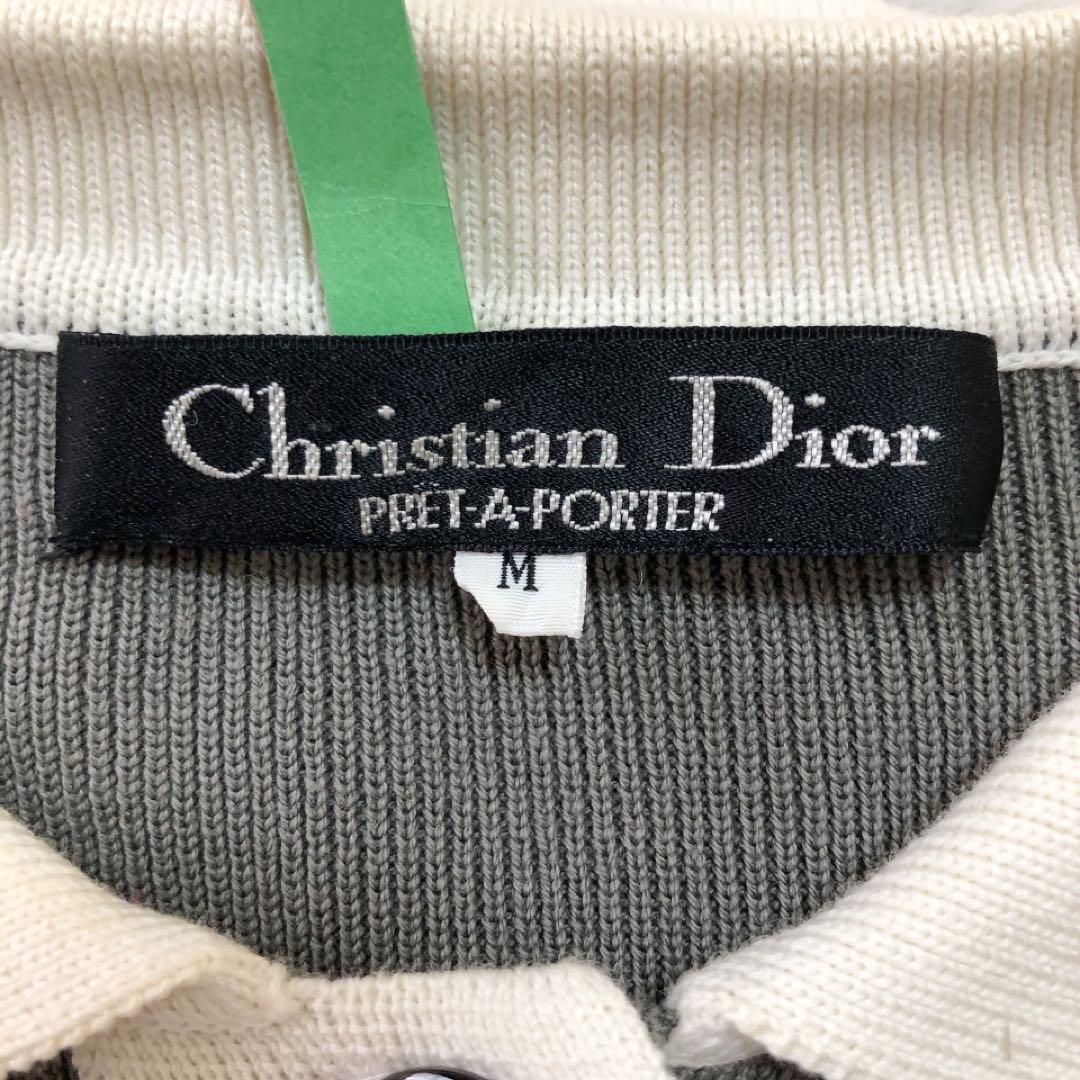 Dior*ディオール　襟付きペプラムニット　バイカラー　ボーダー　フリル　M