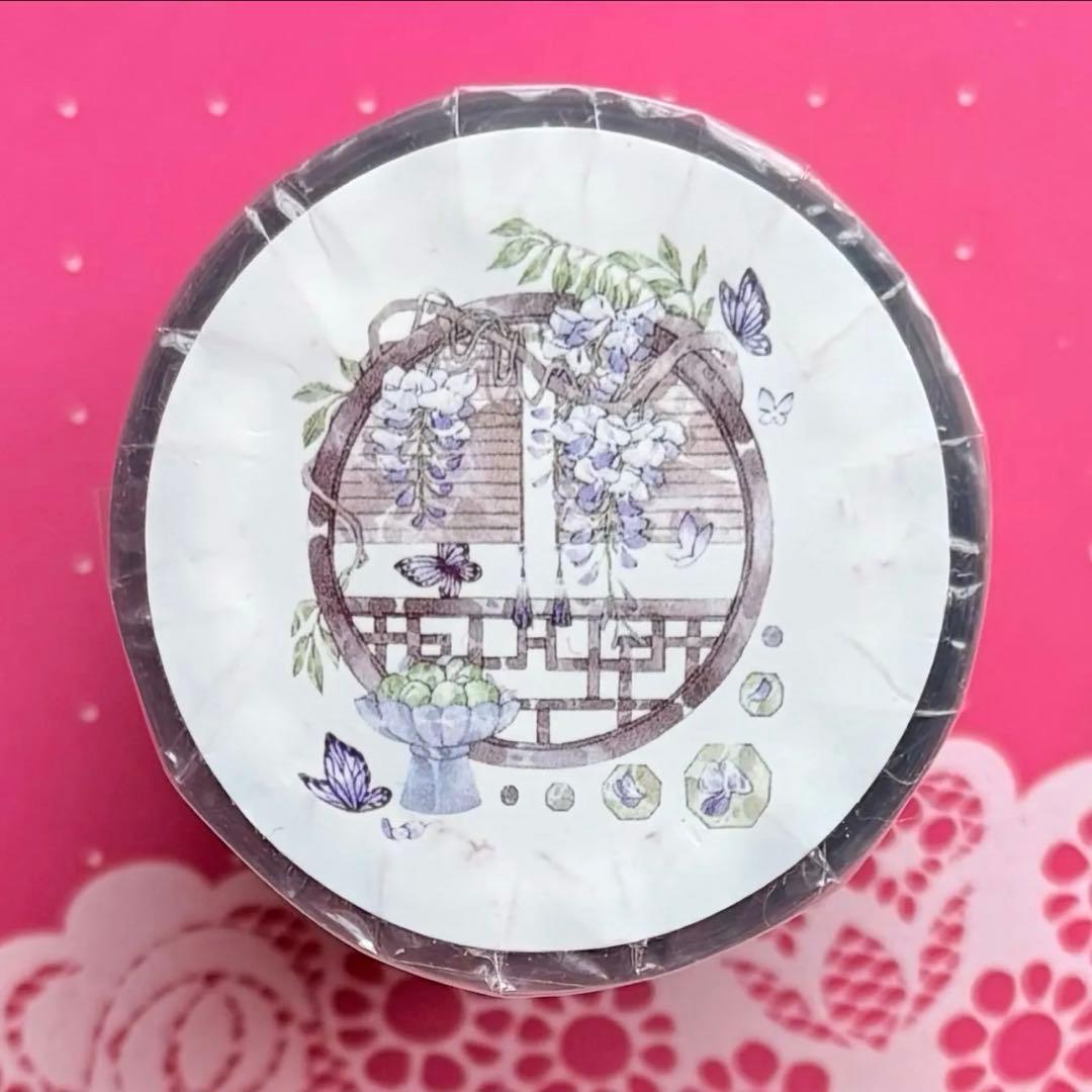 贝壳光 紫藤梦窗 6cm×5m 海外マスキングテープ　海外マステ　和柄